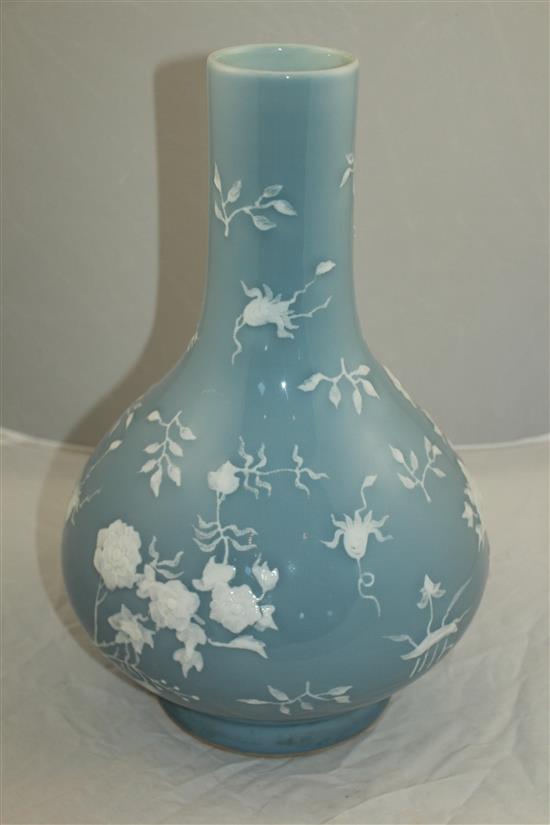 A Chinese Claire de Lune glazed bottle vase, Qianlong seal mark but later, 40.5cm